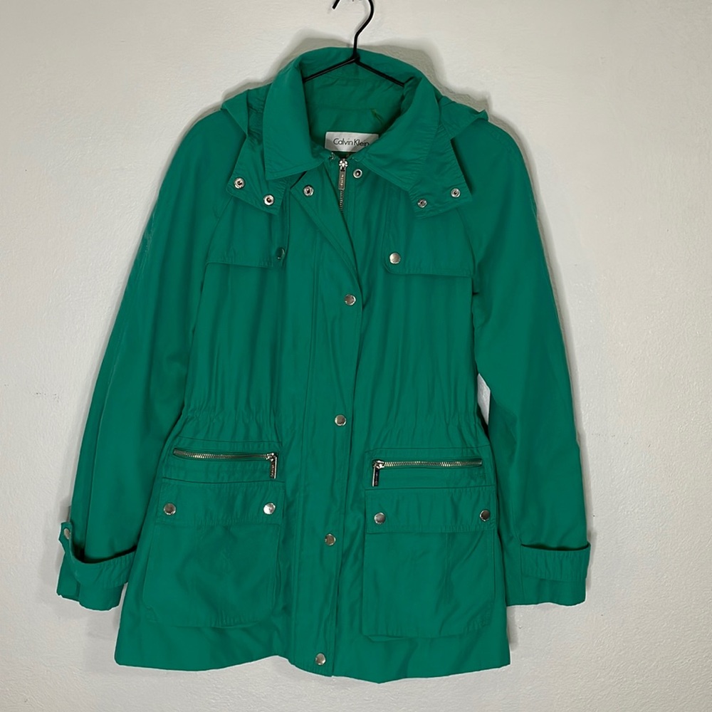 Calvin Klein aqua trench coat